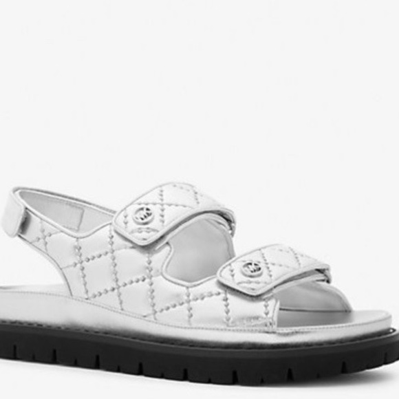 Michael Kors Holland Studded Metallic Quilted Sandal - Picture 1 of 7